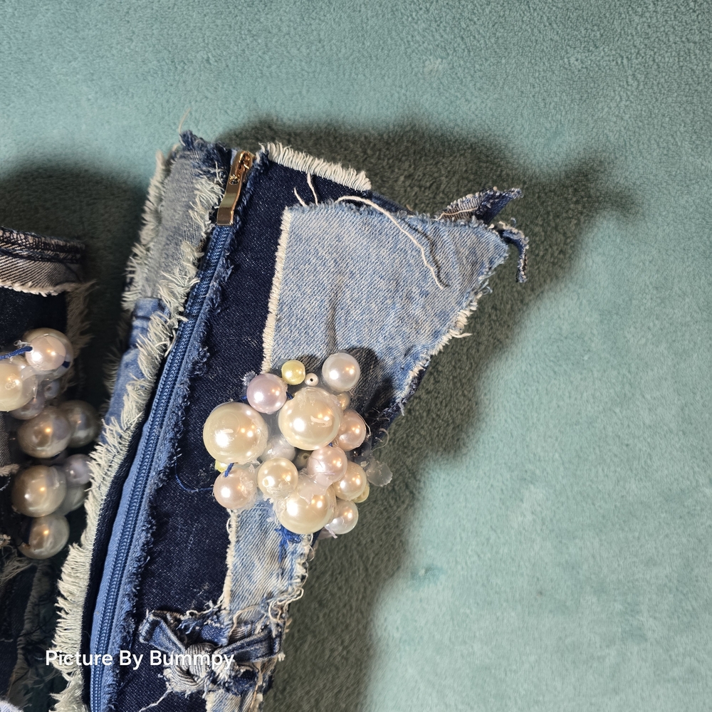 AZALEA WANG DENIM CHUNKY PATCHWORK PLATFORM BOOT.Denim Patchwork Knee-High Boots - Picture 14 of 16